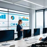 Home 21 효과적인 이메일 마케팅을 위한 타겟팅 전략 - A professional email marketing strategist analyzing dynamic digital charts on multiple high-resoluti...