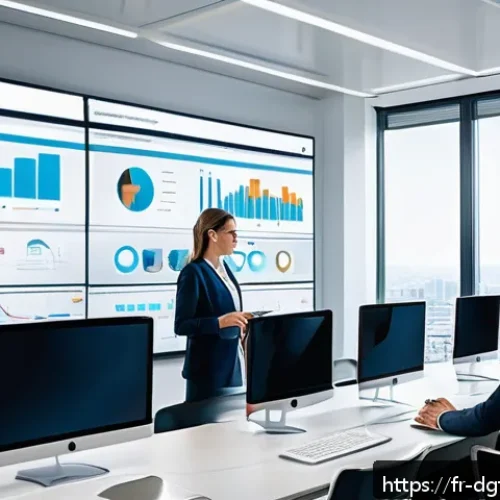 Home 33 효과적인 이메일 마케팅을 위한 타겟팅 전략 - A professional email marketing strategist analyzing dynamic digital charts on multiple high-resoluti...