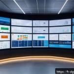 Home 18 데이터 기반의 맞춤형 광고 타겟팅 - A modern digital marketing control room in Paris, with large transparent screens displaying real-tim...