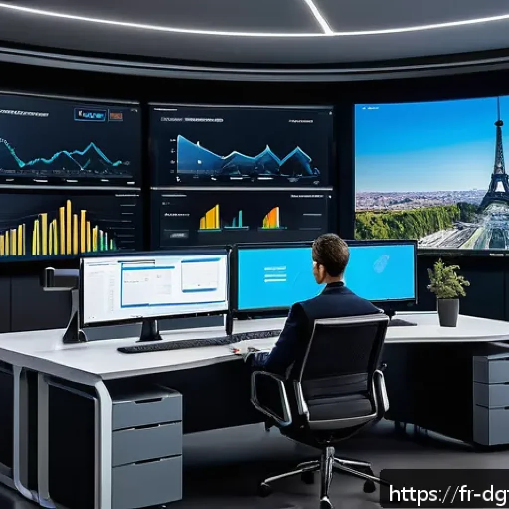 AI를 활용한 디지털 광고 타겟팅 전략 - A modern digital marketing control room with large screens displaying real-time AI-driven advertisin...