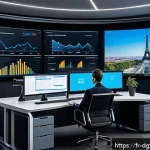 Home 23 AI를 활용한 디지털 광고 타겟팅 전략 - A modern digital marketing control room with large screens displaying real-time AI-driven advertisin...