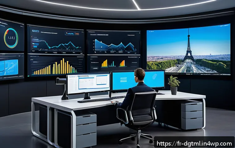 AI를 활용한 디지털 광고 타겟팅 전략 - A modern digital marketing control room with large screens displaying real-time AI-driven advertisin...